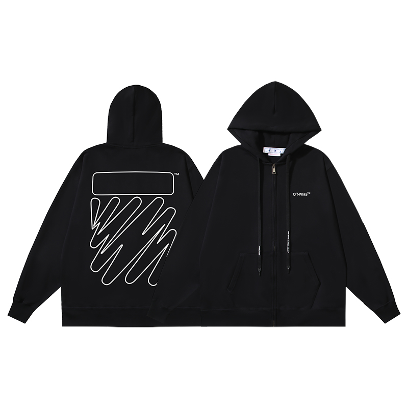 96_141 Off White Hoodie With Ziper