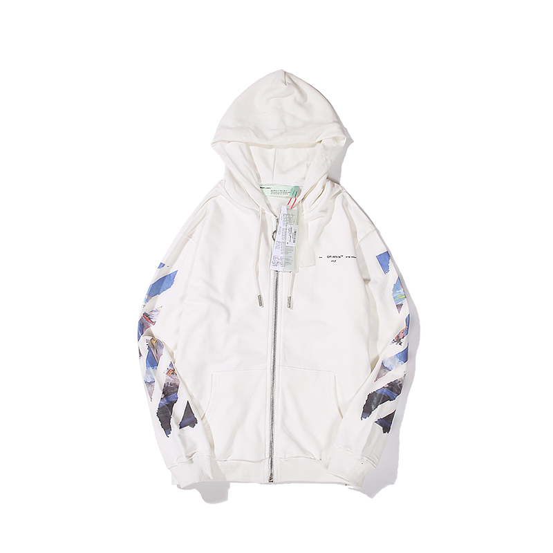 6_6009 Off White Hoodie With Ziper