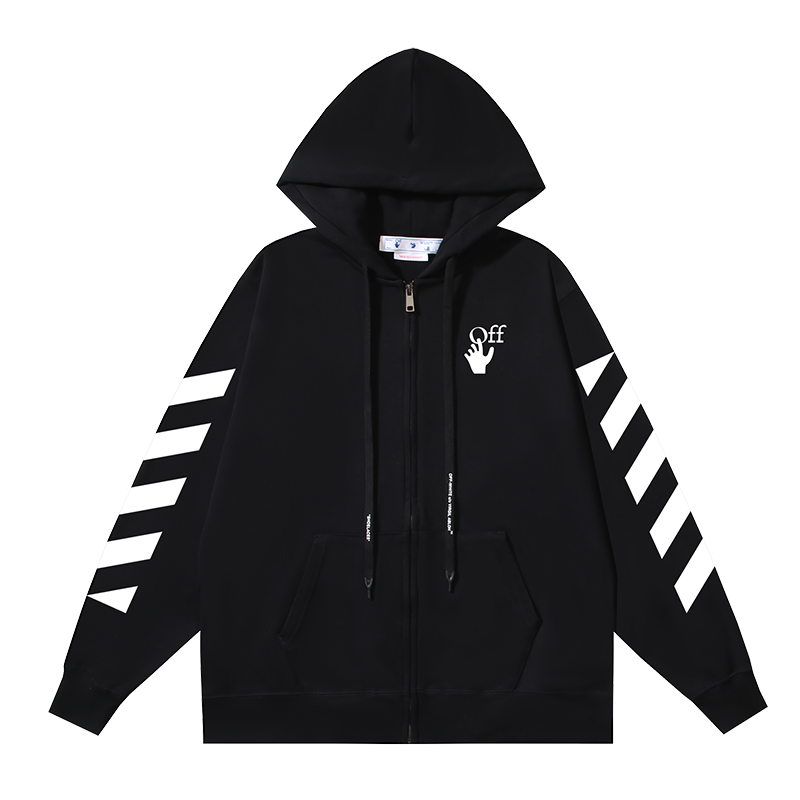 97_142 Off White Hoodie With Ziper